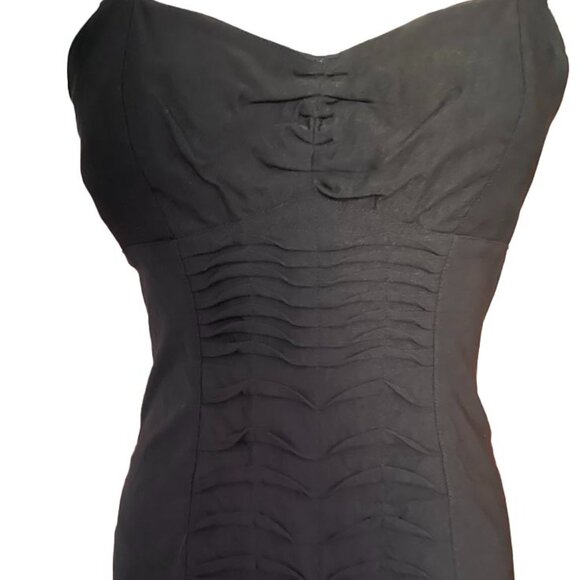 Classic Black Pleated Mini Dress - Picture 2 of 5